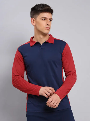 Men Colorblock Slim Fit Polo T-shirt with TECHNO COOL+