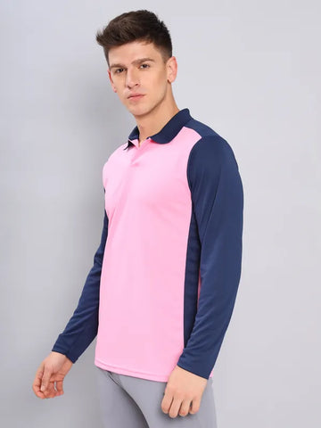 Men Colorblock Slim Fit Polo T-shirt with TECHNO COOL+