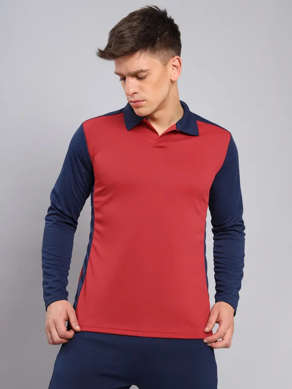Men Colorblock Slim Fit Polo T-shirt with TECHNO COOL+