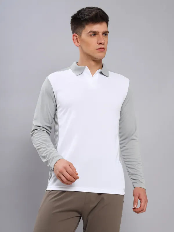 Men Colorblock Slim Fit Polo T-shirt with TECHNO COOL+