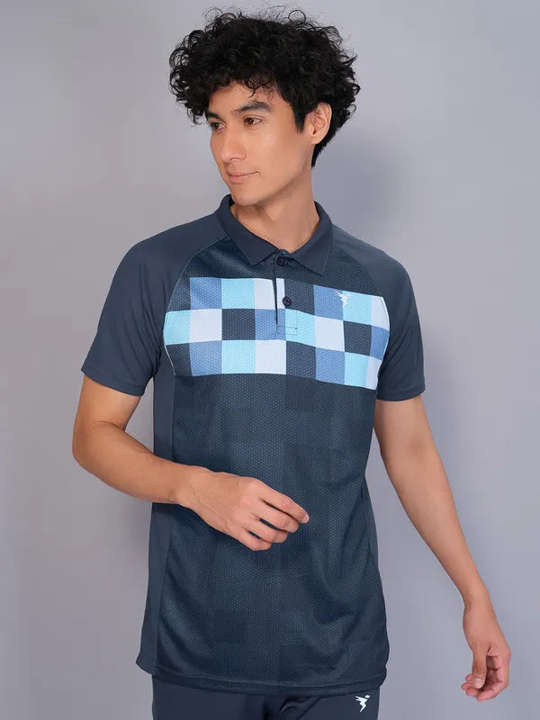 Men Printed Slim Fit Polo T-shirt with TECHNO COOL+