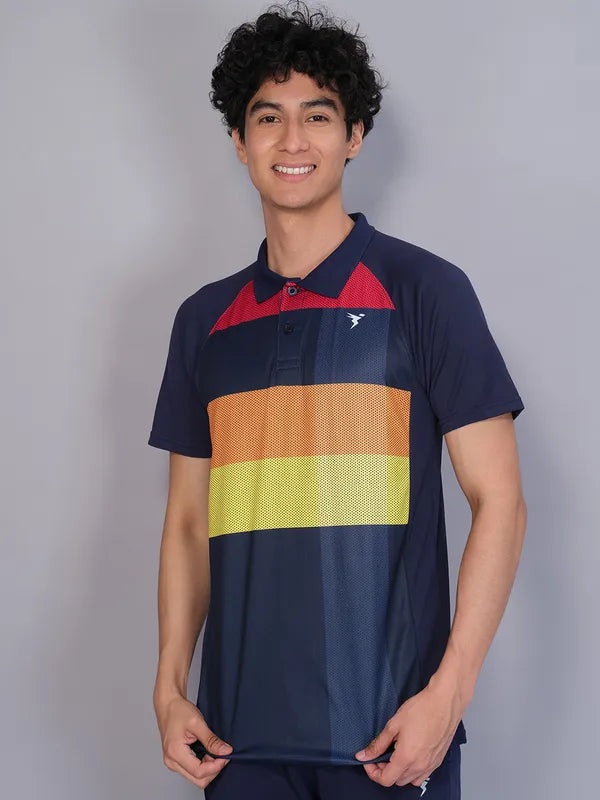 Men Printed Slim Fit Polo T-shirt with TECHNO COOL+