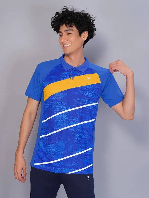 Men Printed Slim Fit Polo T-shirt with TECHNO COOL+