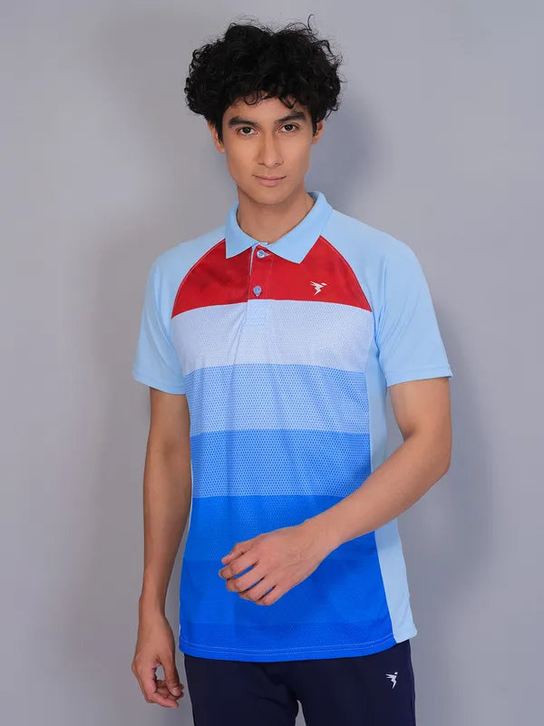 Men Printed Slim Fit Polo T-shirt with TECHNO COOL+