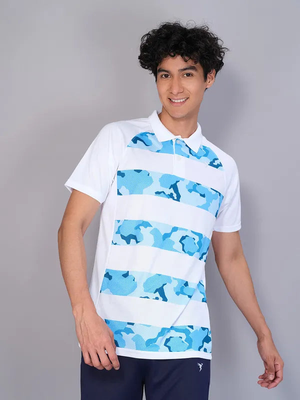Men Printed Slim Fit Polo T-shirt with TECHNO COOL+