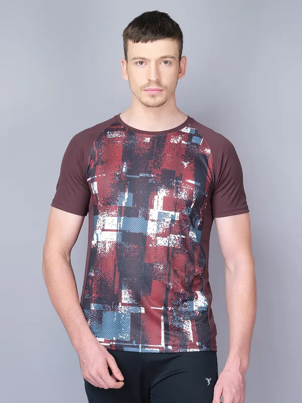 Men Stripe Slim Fit Crew Neck T-shirt with TECHNO COOL