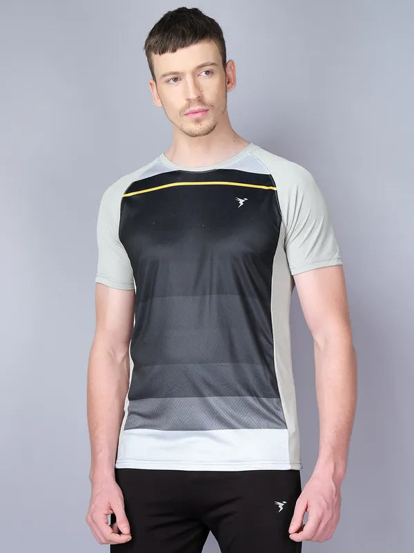 Men Stripe Slim Fit Crew Neck T-shirt with TECHNO COOL