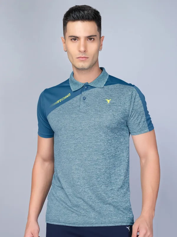Men Melange Slim Fit Polo T-shirt with DOUBLE COOL
