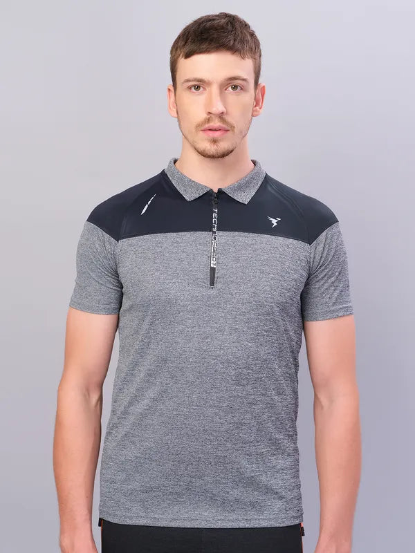 Men Melange Slim Fit Polo T-shirt with DOUBLE COOL