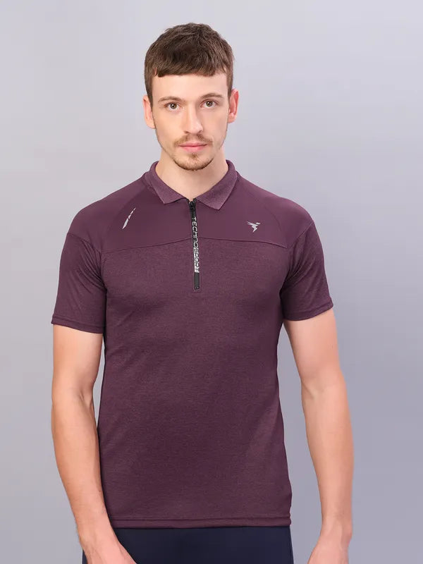 Men Melange Slim Fit Polo T-shirt with DOUBLE COOL