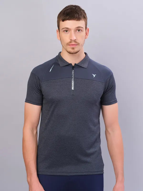 Men Melange Slim Fit Polo T-shirt with DOUBLE COOL