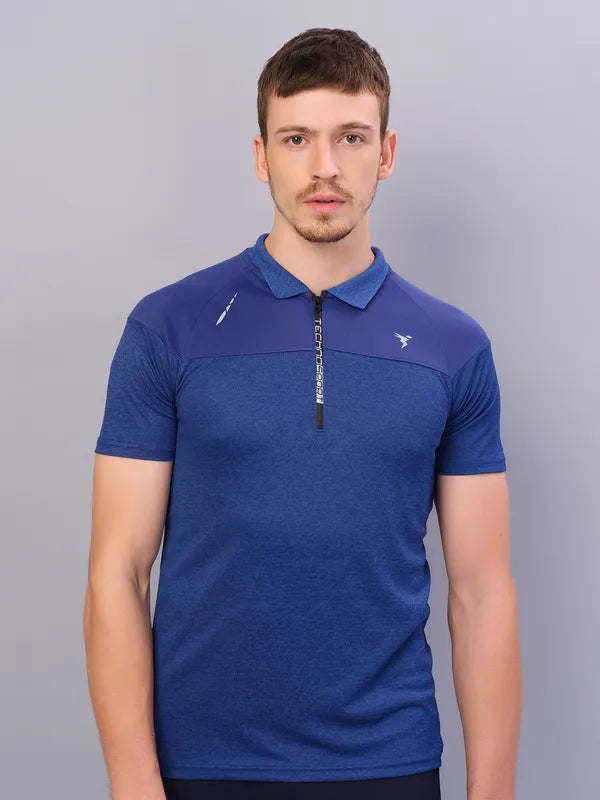 Men Melange Slim Fit Polo T-shirt with DOUBLE COOL