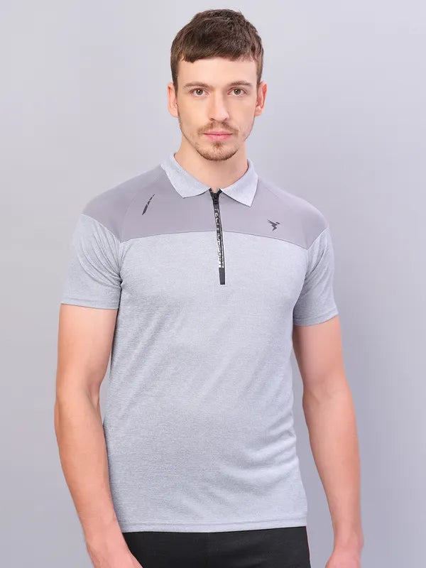 Men Melange Slim Fit Polo T-shirt with DOUBLE COOL