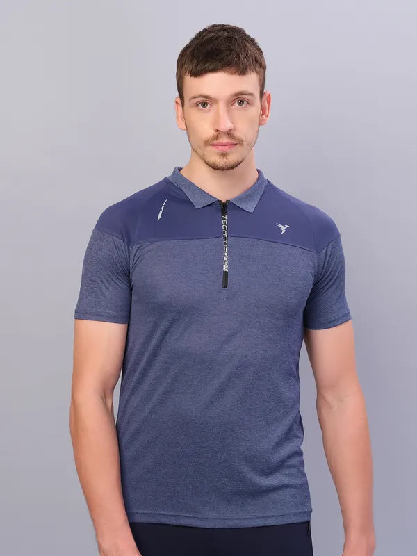 Men Melange Slim Fit Polo T-shirt with DOUBLE COOL