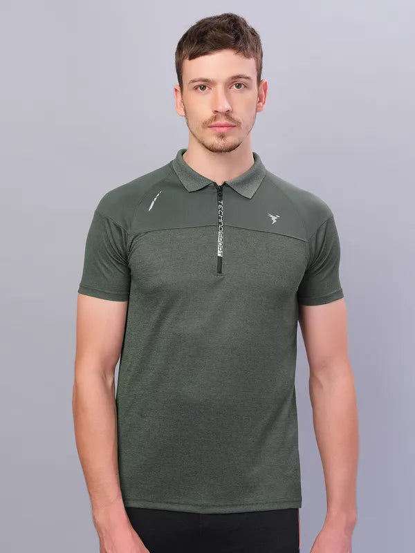 Men Melange Slim Fit Polo T-shirt with DOUBLE COOL