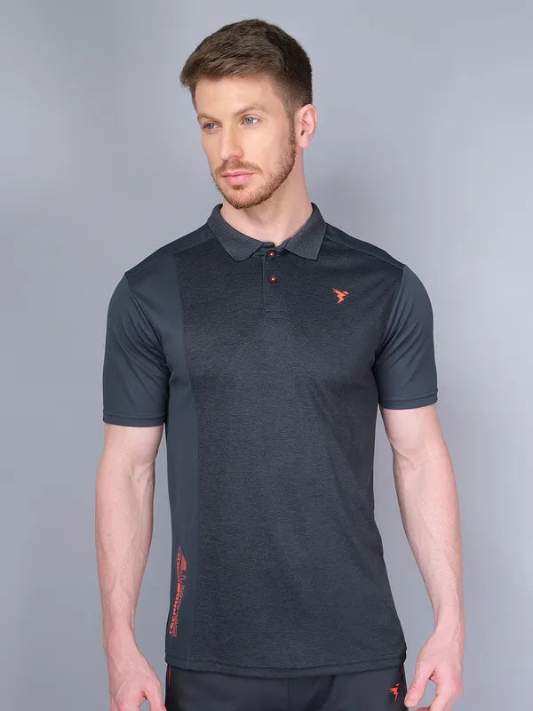 Men Melange Slim Fit Polo T-shirt with DOUBLE COOL