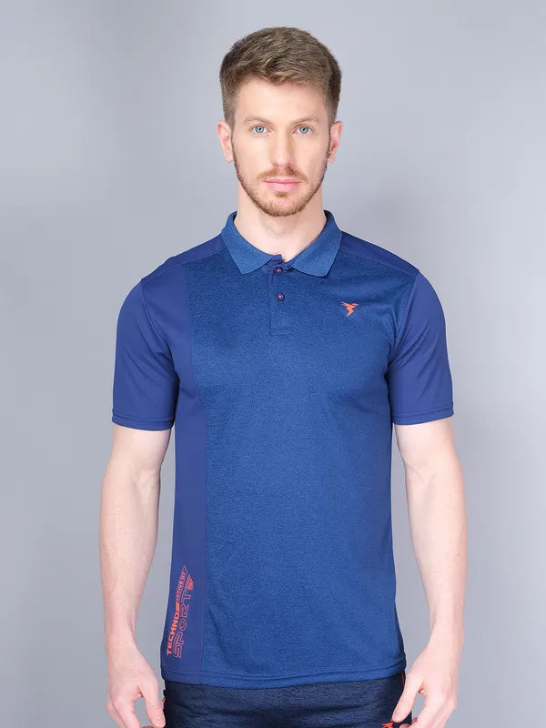 Men Melange Slim Fit Polo T-shirt with DOUBLE COOL
