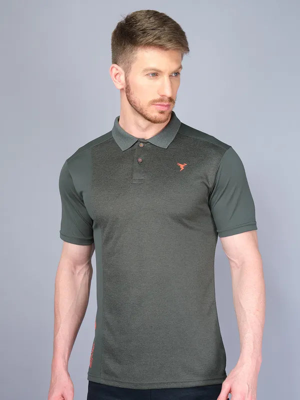 Men Melange Slim Fit Polo T-shirt with DOUBLE COOL