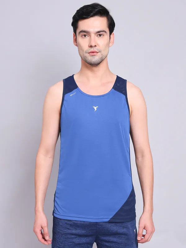 Men Colorblock Slim Fit Scoop Neck Innerwear Vest with TECHNO COOL+