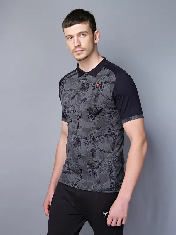 Men Printed Slim Fit Polo T-shirt with DOUBLE COOL