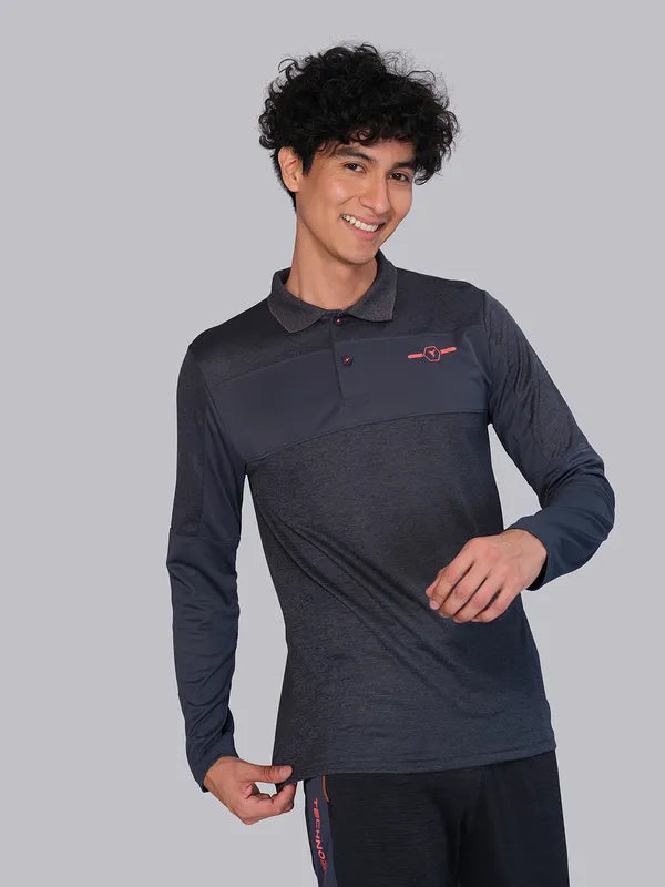 Men Melange Slim Fit Polo T-shirt with DOUBLE COOL