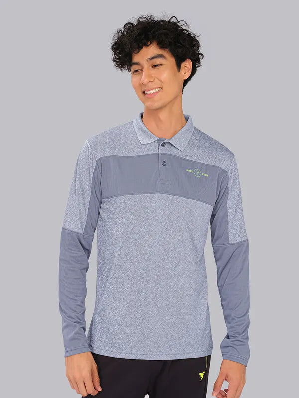 Men Melange Slim Fit Polo T-shirt with DOUBLE COOL