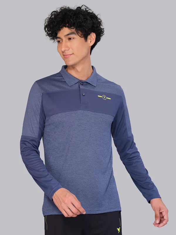 Men Melange Slim Fit Polo T-shirt with DOUBLE COOL
