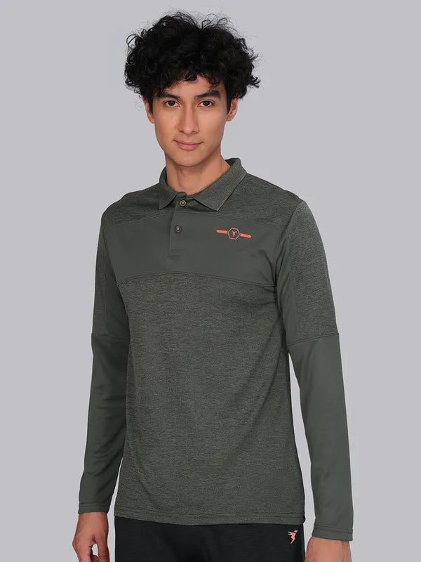 Men Melange Slim Fit Polo T-shirt with DOUBLE COOL