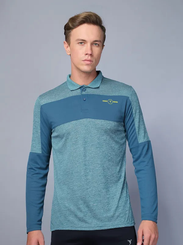 Men Melange Slim Fit Polo T-shirt with DOUBLE COOL