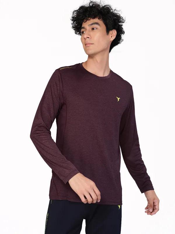 Men Melange Slim Fit Crew Neck T-shirt with DOUBLE COOL