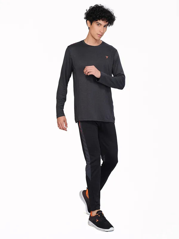 Men Melange Slim Fit Crew Neck T-shirt with DOUBLE COOL