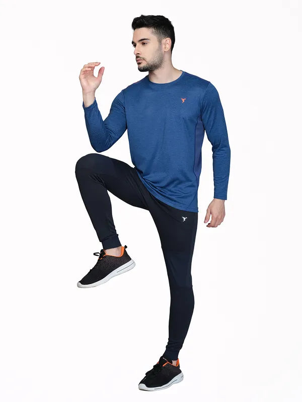 Men Melange Slim Fit Crew Neck T-shirt with DOUBLE COOL