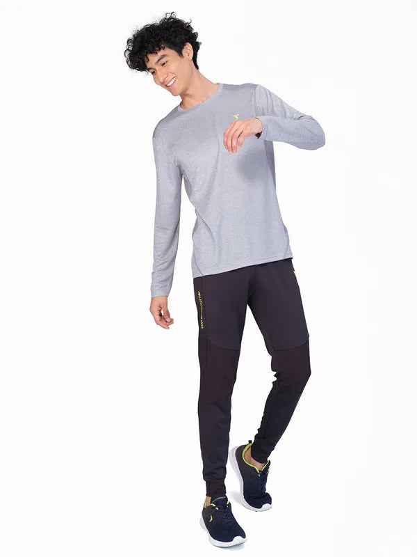 Men Melange Slim Fit Crew Neck T-shirt with DOUBLE COOL