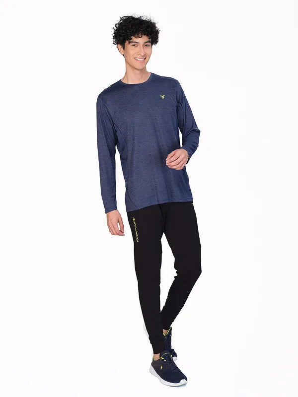 Men Melange Slim Fit Crew Neck T-shirt with DOUBLE COOL