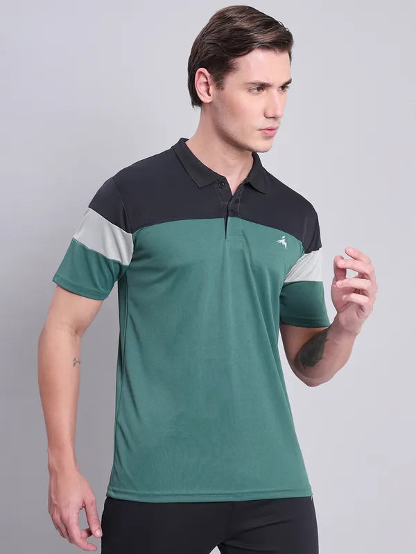 Men Colorblock Slim Fit Polo T-shirt with TECHNO COOL+