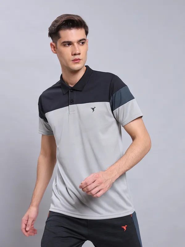 Men Colorblock Slim Fit Polo T-shirt with TECHNO COOL+