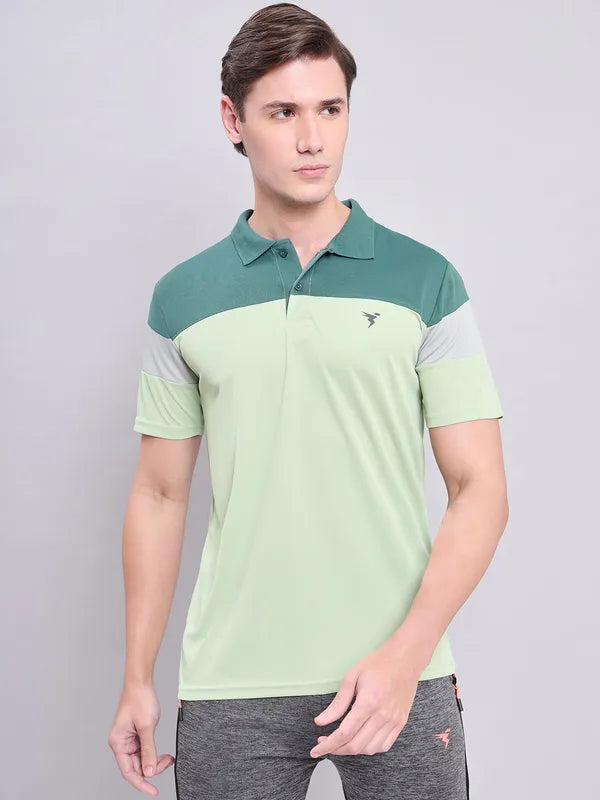 Men Colorblock Slim Fit Polo T-shirt with TECHNO COOL+