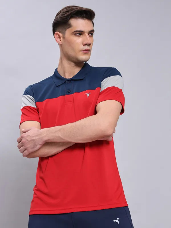 Men Colorblock Slim Fit Polo T-shirt with TECHNO COOL+