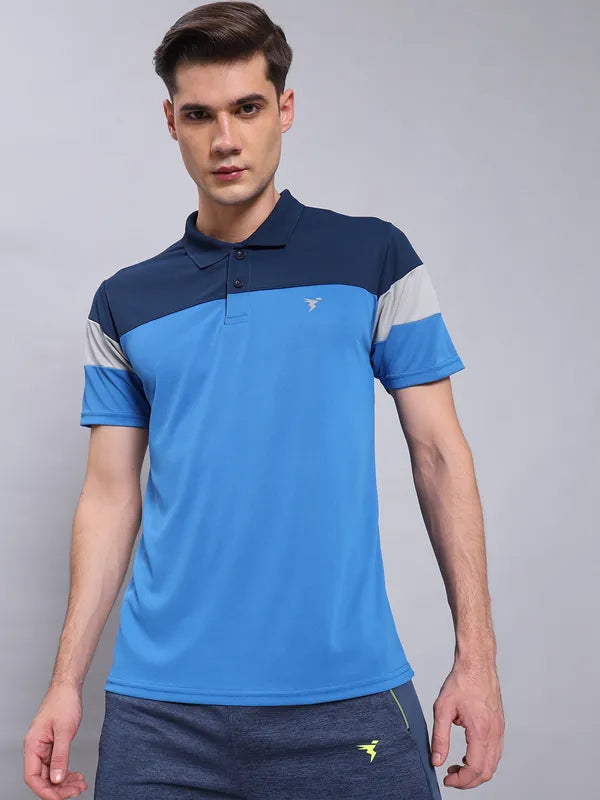 Men Colorblock Slim Fit Polo T-shirt with TECHNO COOL+