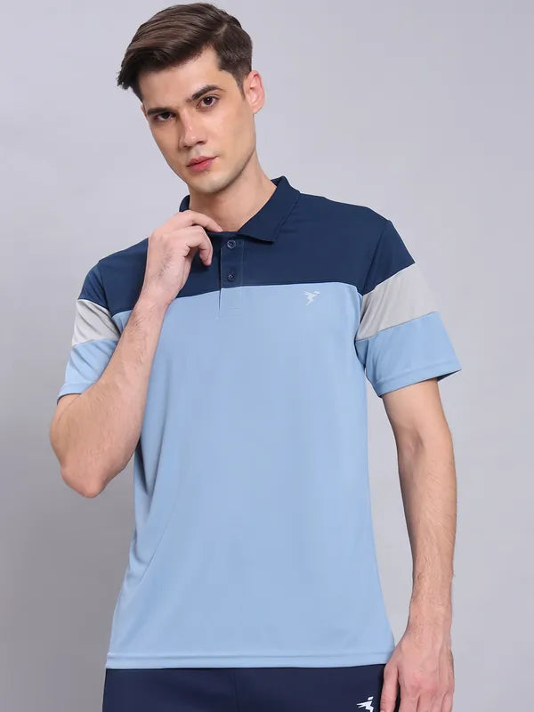 Men Colorblock Slim Fit Polo T-shirt with TECHNO COOL+