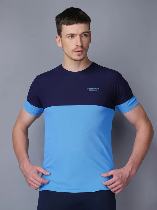 Men Colorblock Slim Fit Crew Neck T-shirt with TECHNO GUARD