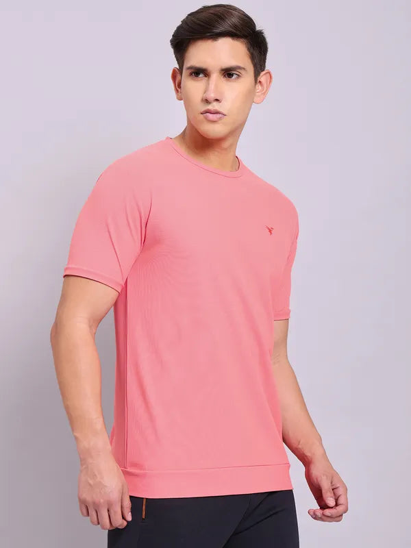 Men Solid Slim Fit Crew Neck T-shirt with MATPIQ