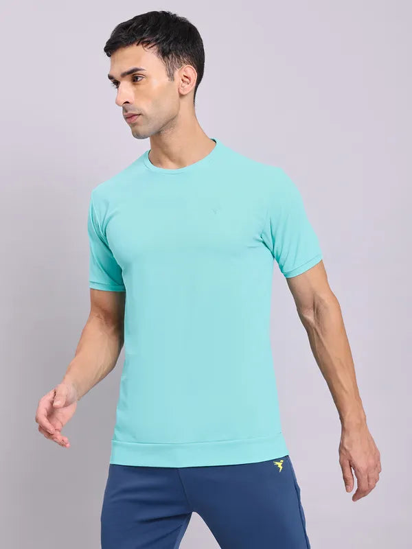 Men Solid Slim Fit Crew Neck T-shirt with MATPIQ