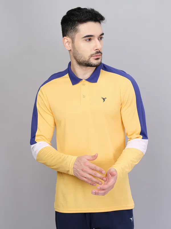 Men Colorblock Slim Fit Polo T-shirt with TECHNO COOL+