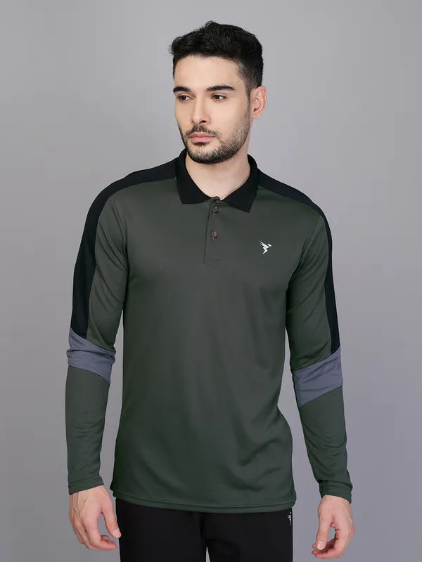 Men Colorblock Slim Fit Polo T-shirt with TECHNO COOL+