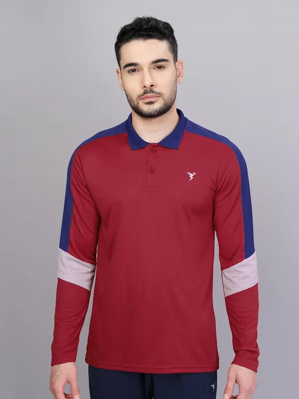Men Colorblock Slim Fit Polo T-shirt with TECHNO COOL+