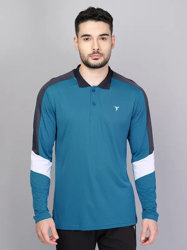 Men Colorblock Slim Fit Polo T-shirt with TECHNO COOL+