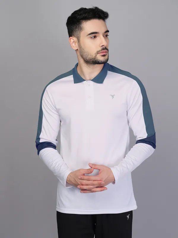 Men Colorblock Slim Fit Polo T-shirt with TECHNO COOL+