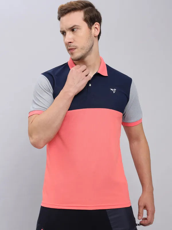 Men Colorblock Slim Fit Polo T-shirt with MATPIQ
