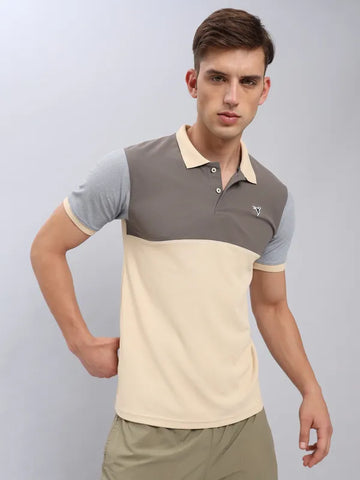 Men Colorblock Slim Fit Polo T-shirt with MATPIQ